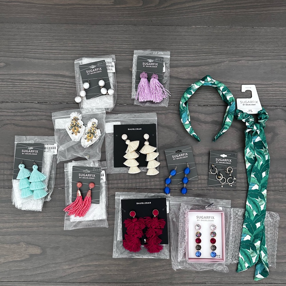 BaubleBar Mixed Color Statement Earrings & Hair Accessories Set